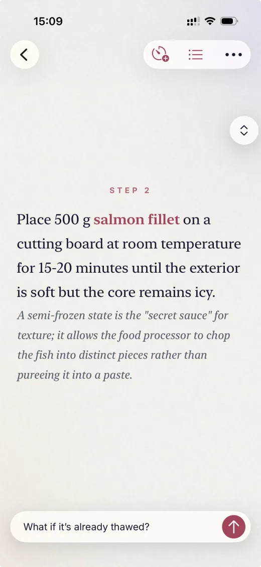 Asking a question while cooking