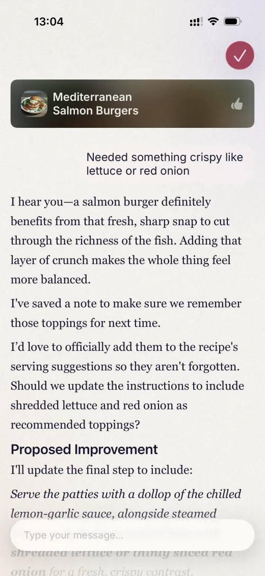 Post-cook feedback improving the recipe